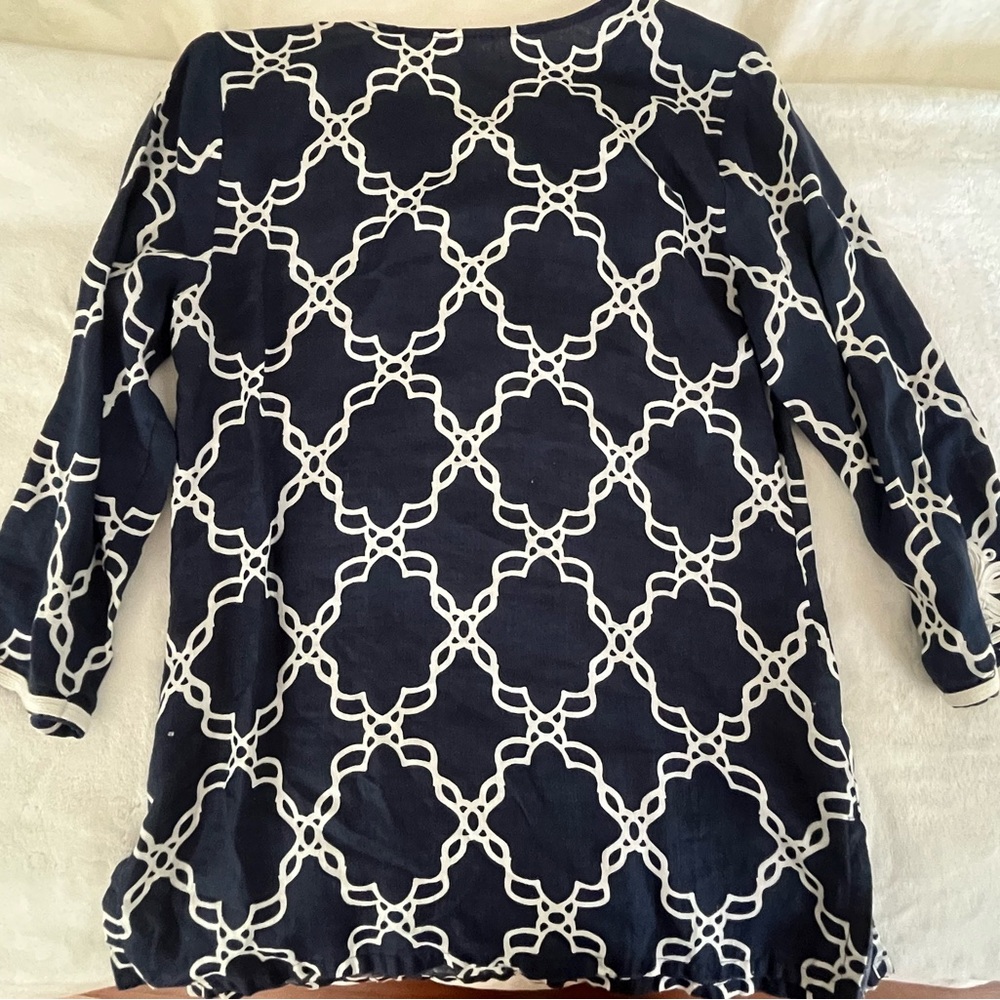 Charter Club Navy and White Tunic Top - Picture 6 of 6